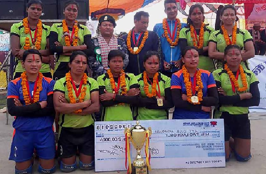 एपीएफलाई तेस्रो दिदीबहिनी कप भलिबलको उपाधि
