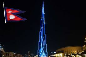 यूएई स्थित बुर्ज खालिफा भवनमा नेपाली झण्डा फरफरायो