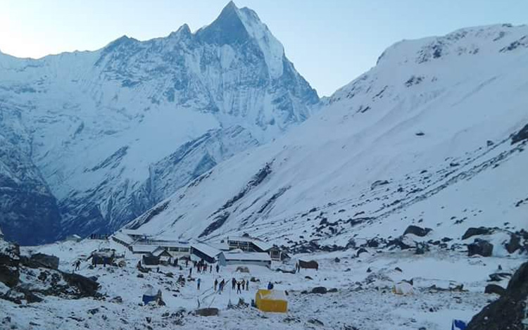 अन्नपूर्णको फेदीमा फसेका चार जनाको उद्धार